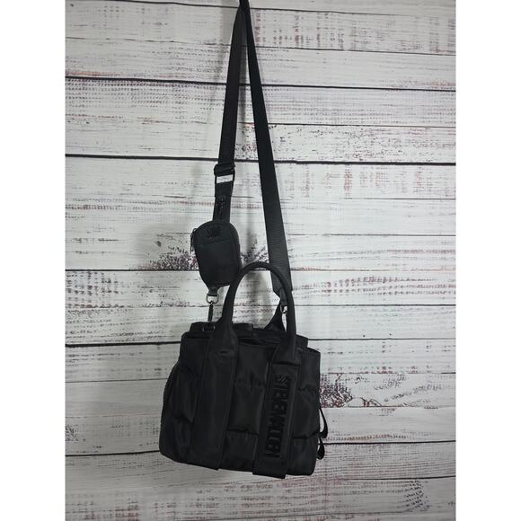 Steve Madden Crossbody Blk Puffer Purse and Puffer Leopard Print Wallet - Picture 12 of 14